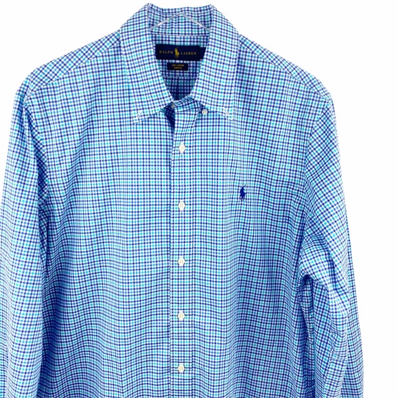Ralph Lauren Plaid Checkered Button Down Large - Picture 2 of 4